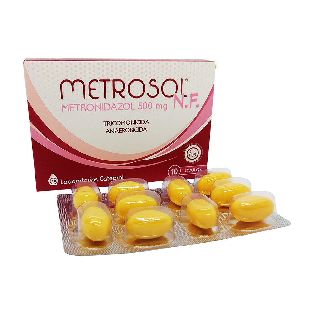 Metrosol NF Metronidazol 500 mg Caja de 10 Ovulos Vaginales
