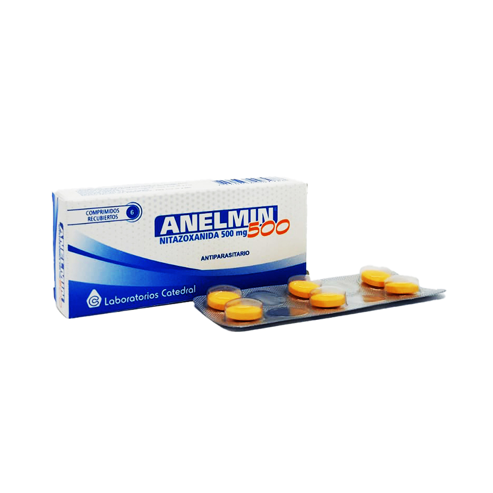 Anelmin 500 Nitazoxanida 500 mg Caja de 6 Comprimidos