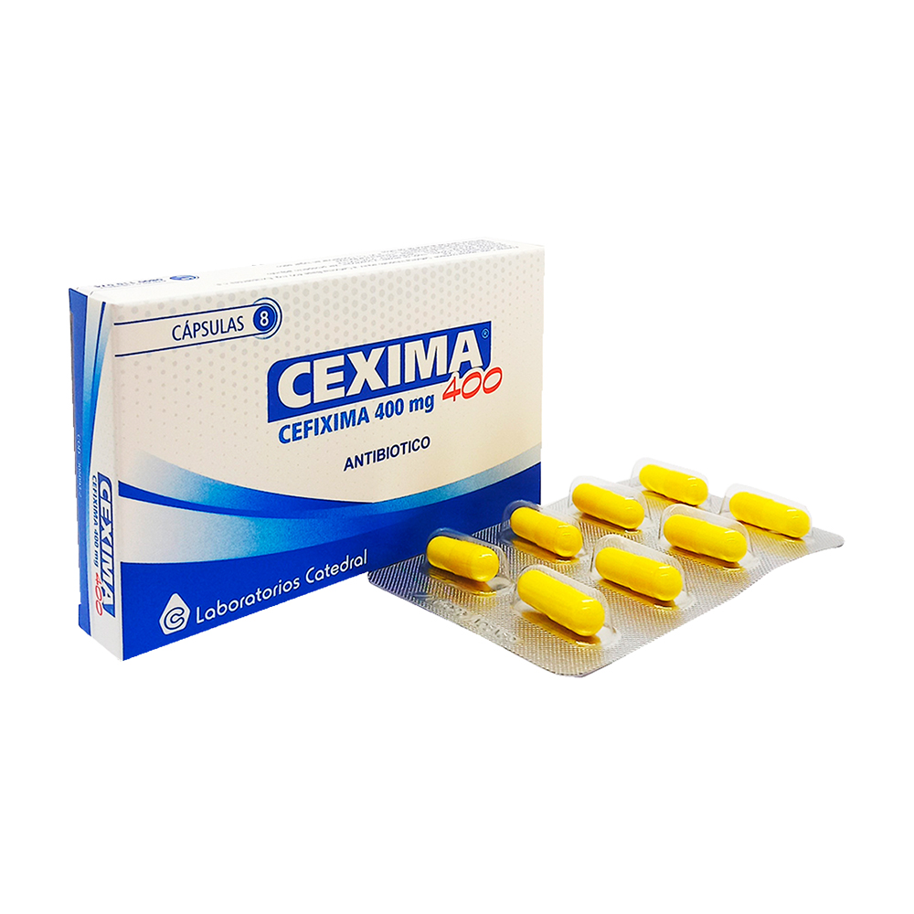 Cexima Cefixima 400 mg Caja de 8 Cápsulas