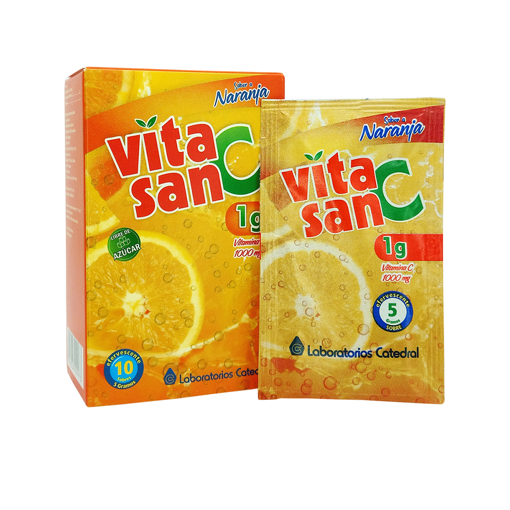 Vitasan C sabor naranja 1G Caja de 10 Sobres