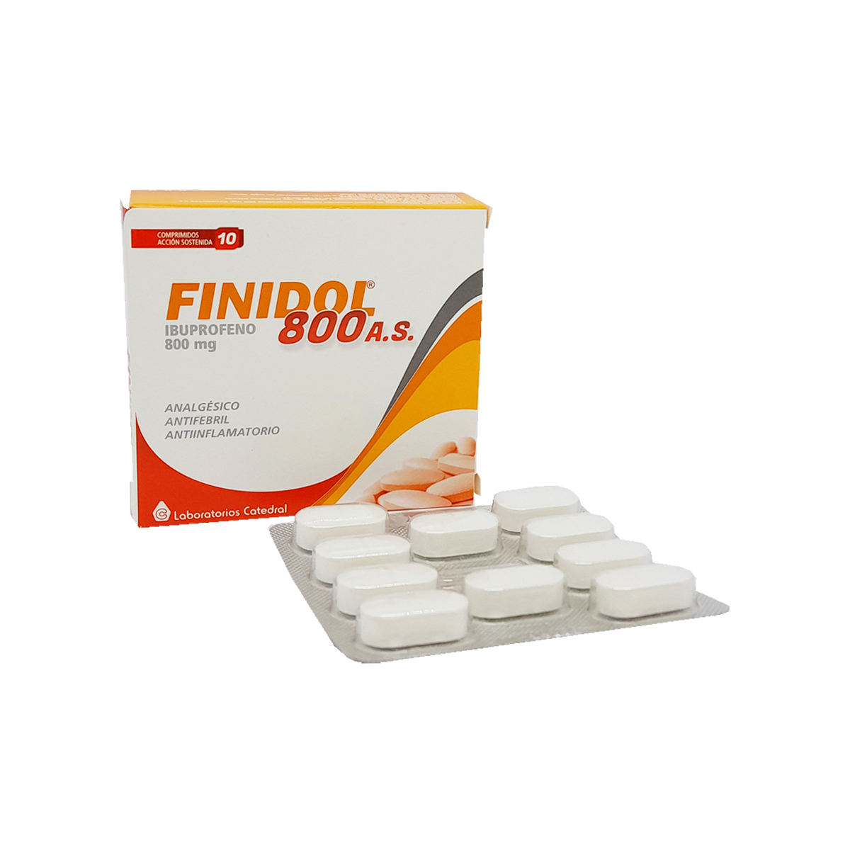 Finidol 800 A.S. Ibuprofeno 800 mg Caja de 10 Comprimidos