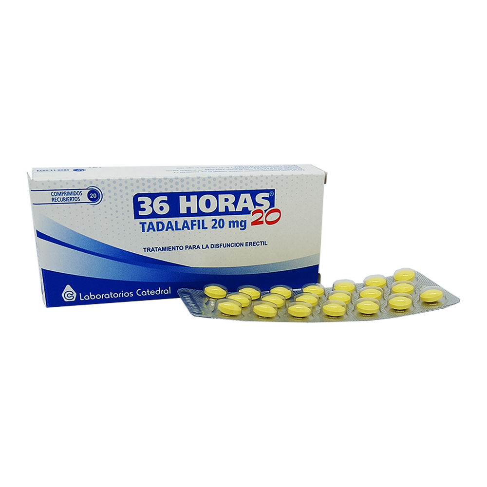36 Horas Tadalafil 20 mg Caja de 20 Comprimidos