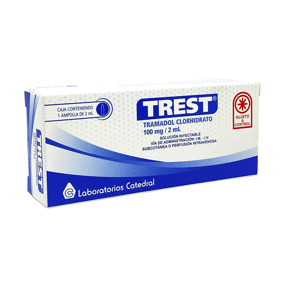 Trest Tramadol Clorhidrato 100 mg/ 2 mL Caja x1 Ampolla de 2 mL