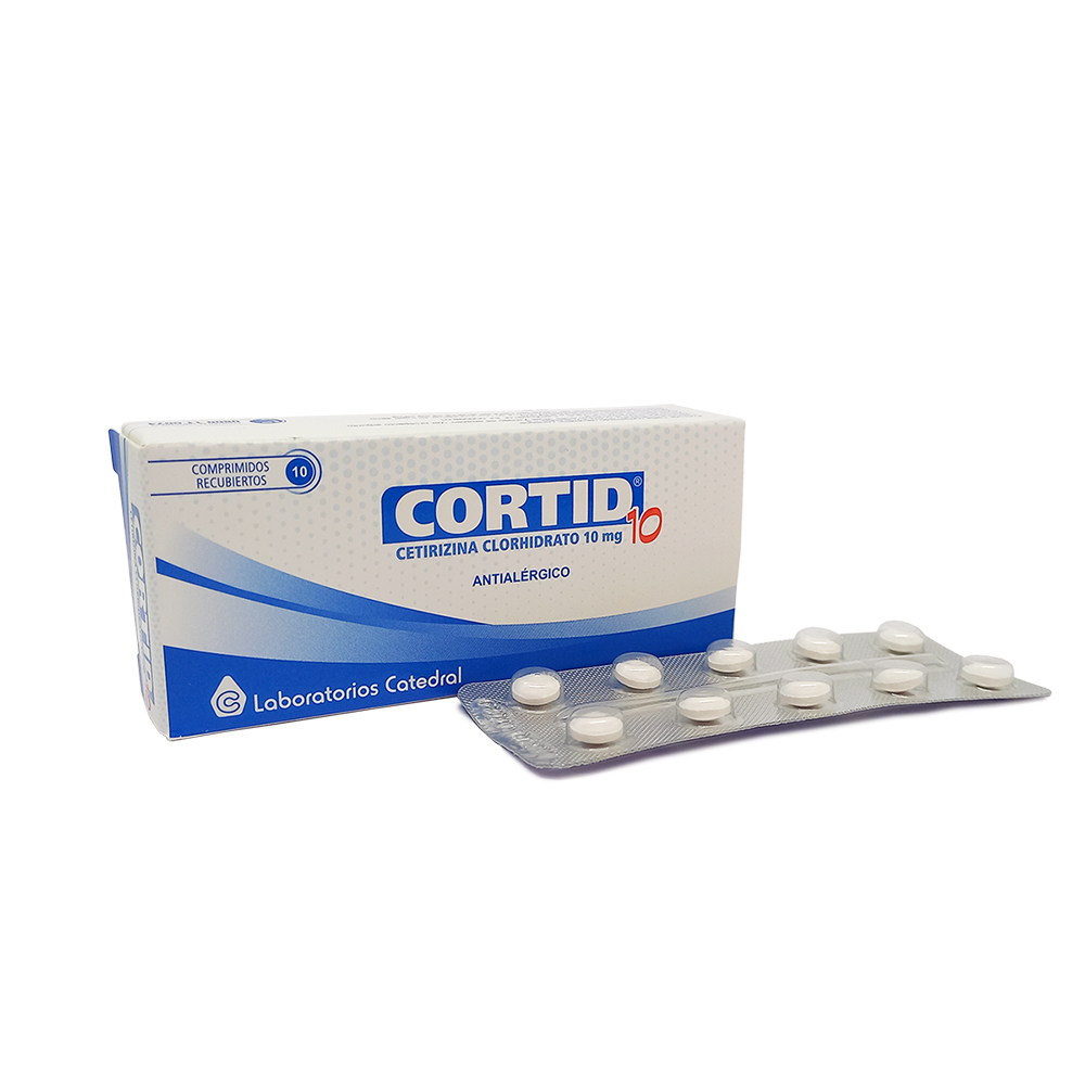 Cortid 10 Cetirizina Clorhidrato 10 mg Caja de 10 Comprimidos