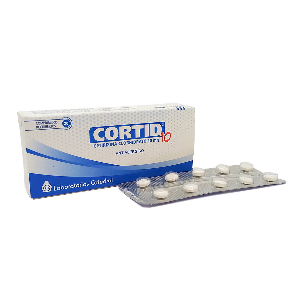 Cortid 10 Cetirizina Clorhidrato 10 mg Caja de 30 Comprimidos