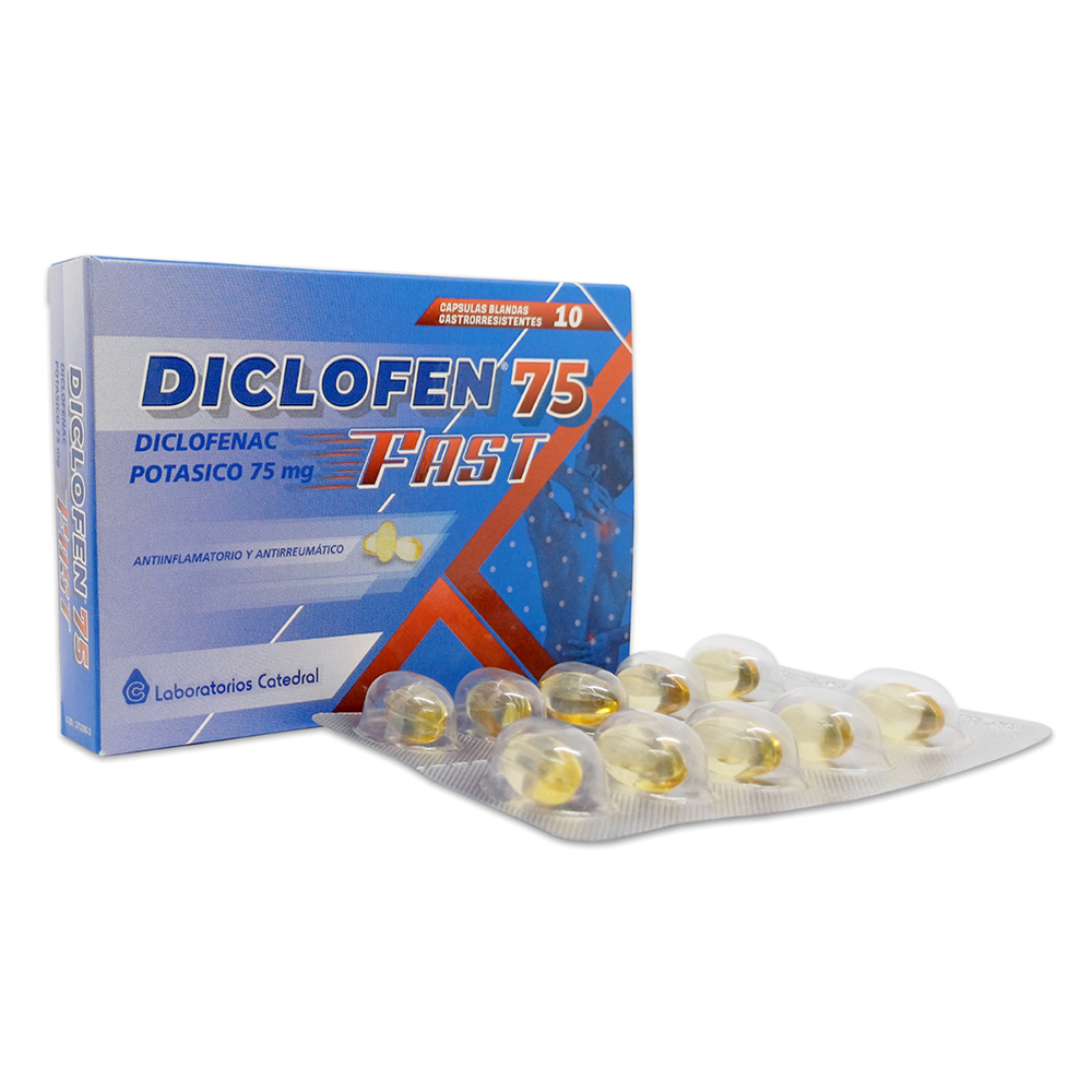 Diclofen 75 Fast Diclofenac Potasico 75 mg Caja 10 Capsulas Blandas