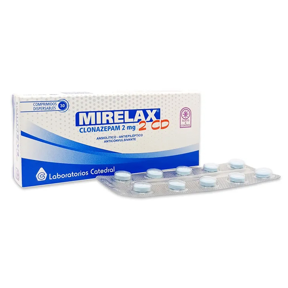 Mirelax Clonazepam 2 mg CD Caja de 30 Comprimidos Dispersables