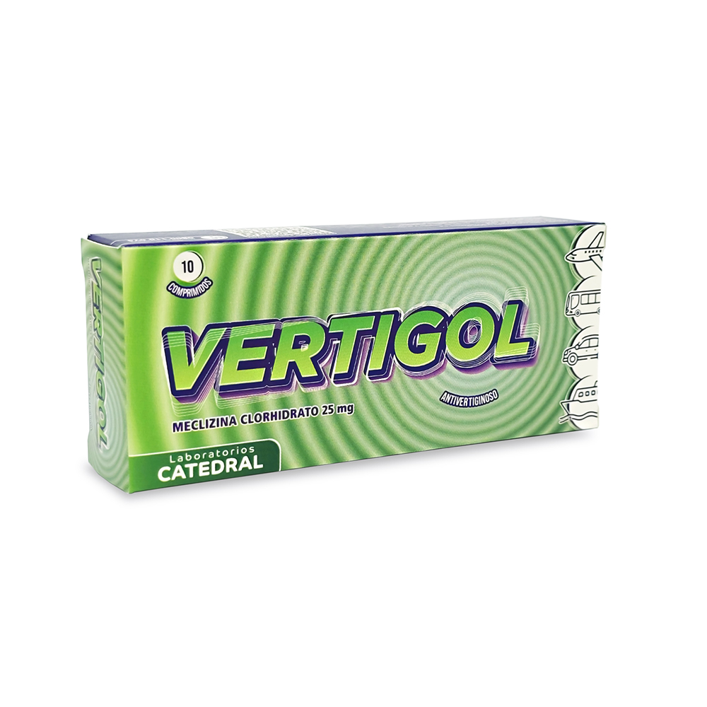 Vertigol Meclizina Clorhidrato 25 mg Caja de 10 Comprimidos