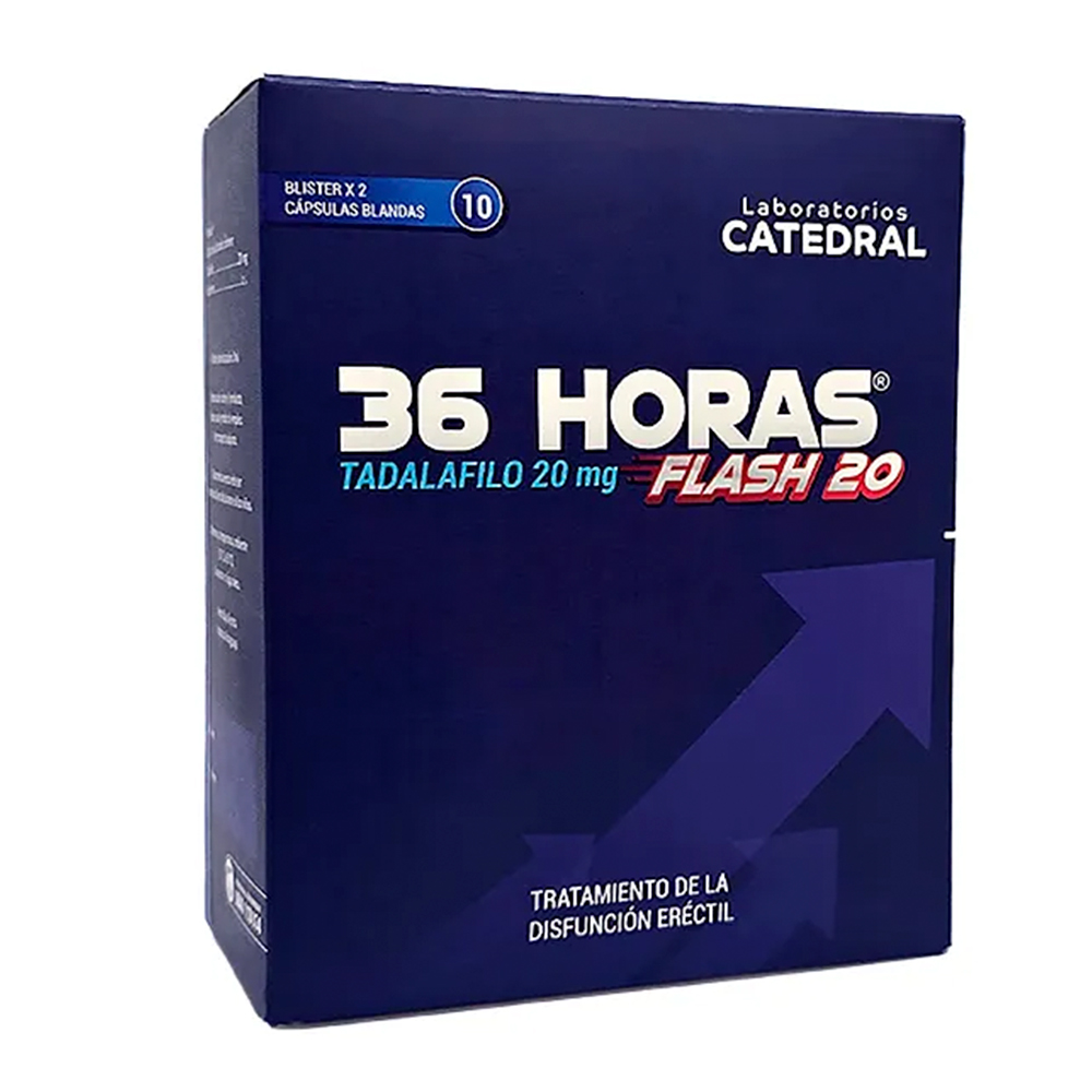 36 Horas Flash 20 mg Caja de 10 blister de 2 Capsulas Blandas