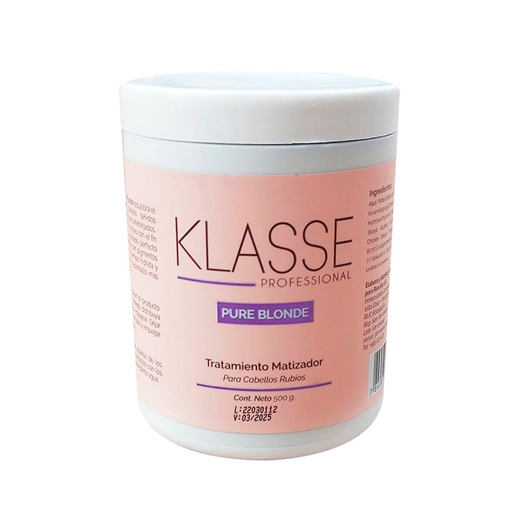 Klasse Professional Pure Blonde Tratamiento Matizador para Cabellos Rubios Frasco de 500 g