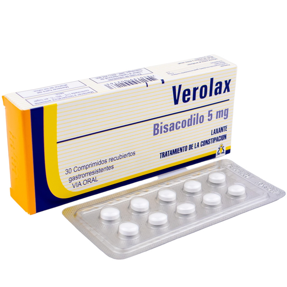 Bisacodilo 5Mg Verolax Caja De 3 Blíster x 30 Comprimidos Recubiertos Gastrorresistentes