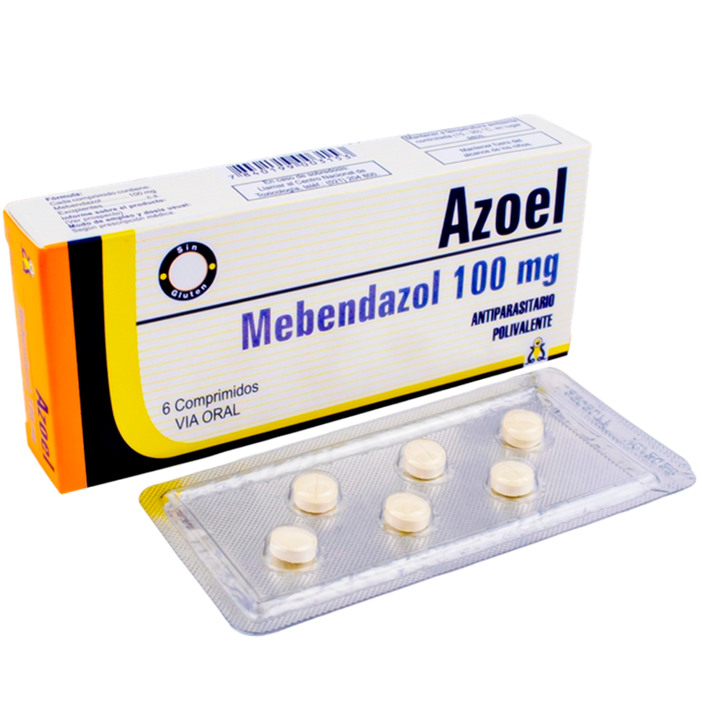 Azoel Mebendazol 100 mg Caja de 6 Comprimidos