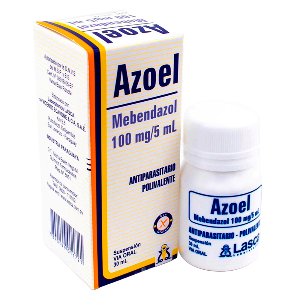 Azoel Mebendazol 100mg/5ml Frasco de 30 ml