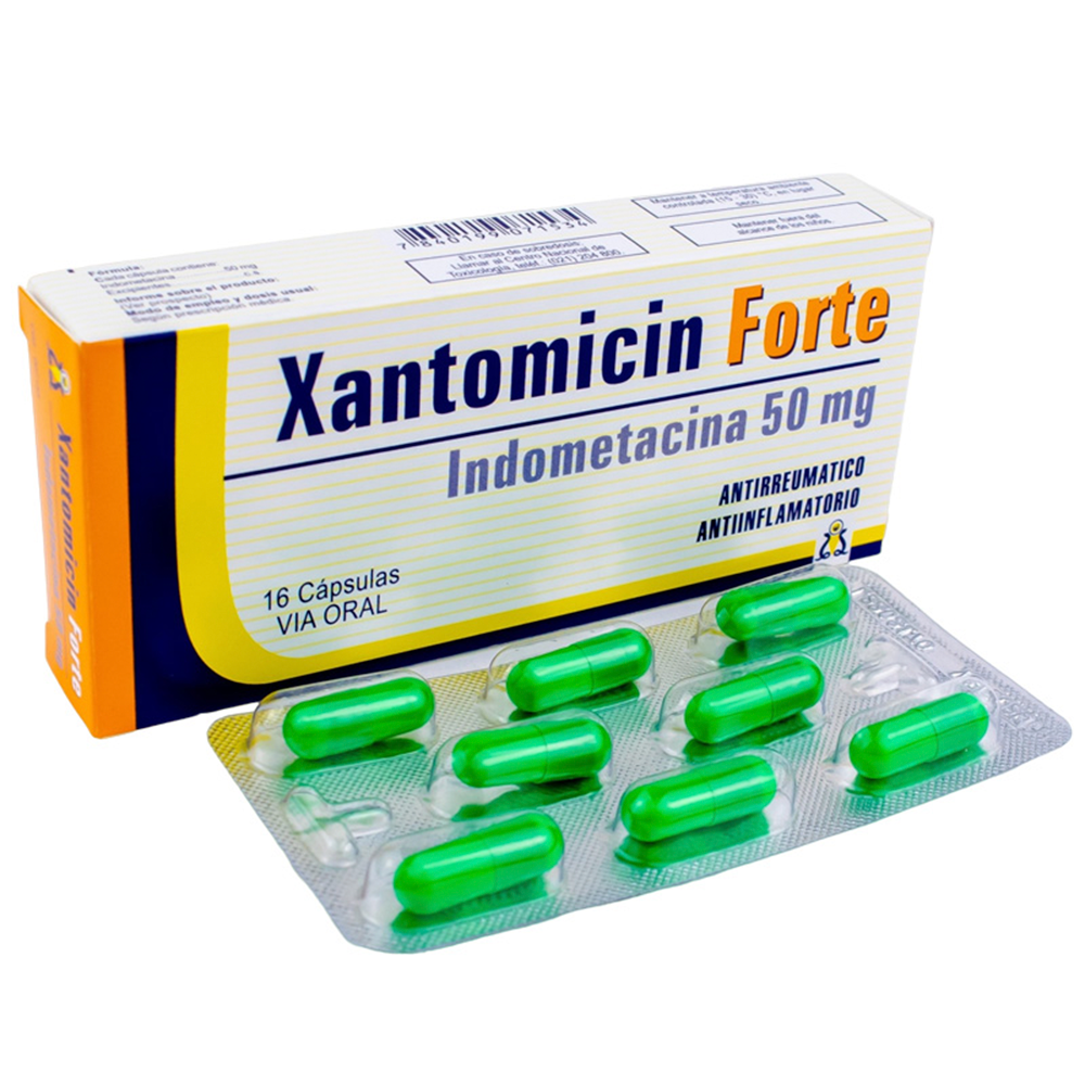 Xantomicin Forte Indometacina 50mg Caja x16 cápsulas