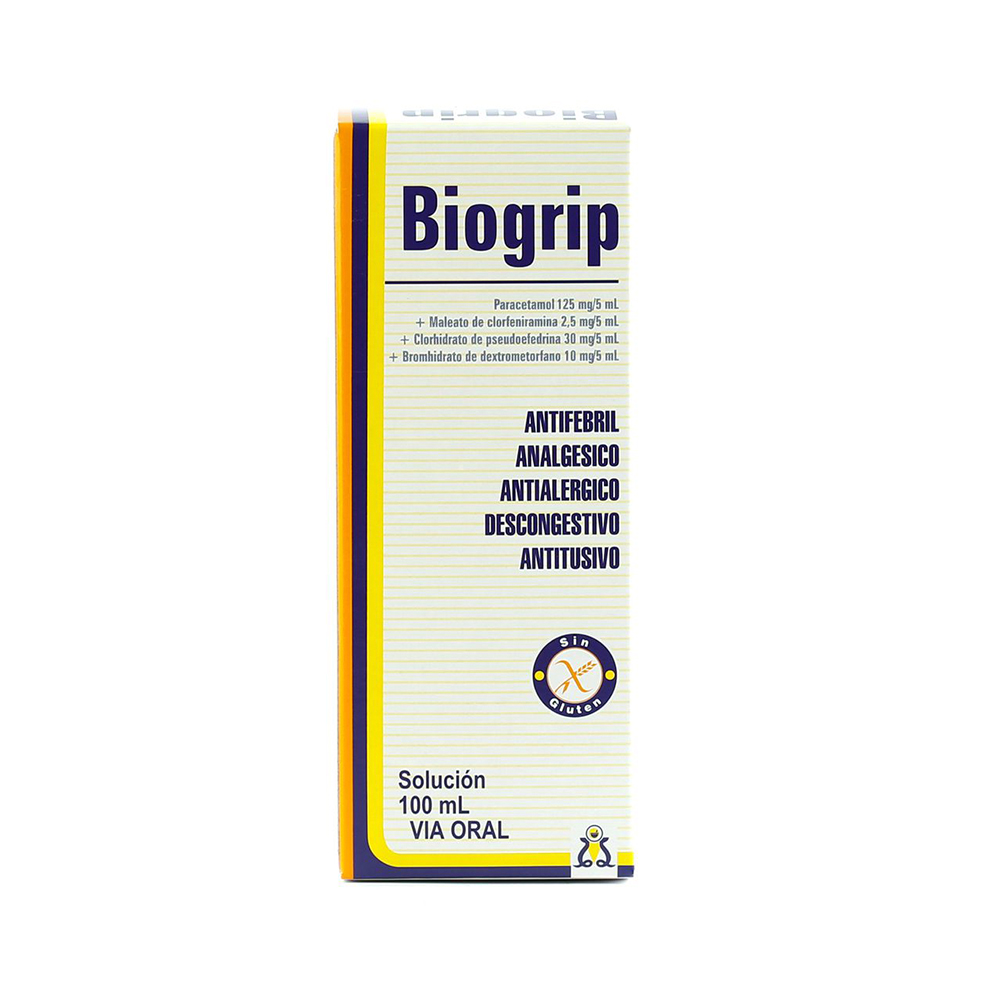Biogrip Paracetamol 125 mg/5mL Solución De 100 ML