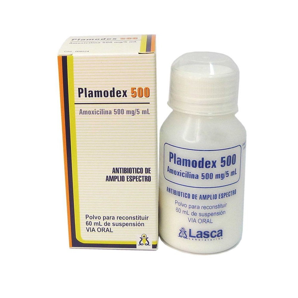 Plamodex 500 Amoxixilina 500 mg/ 5 mL de 60 mL