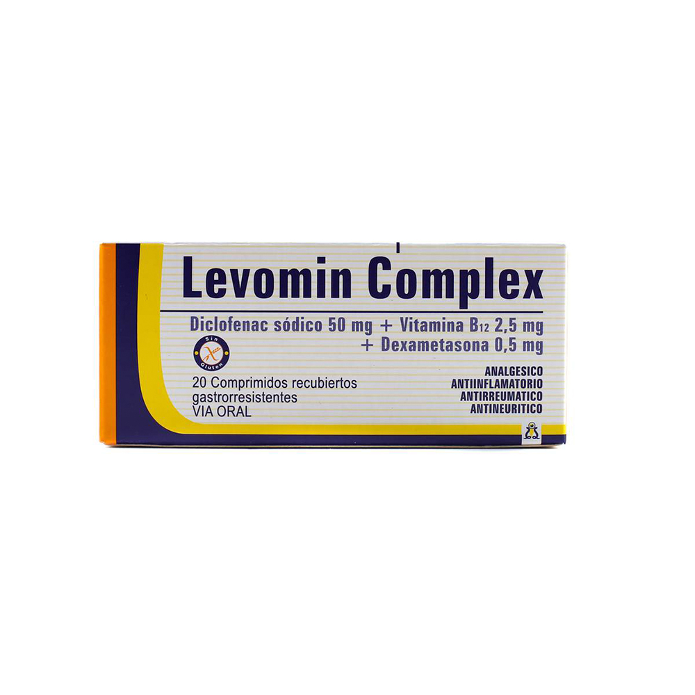 Diclofenac Sódico Levomin Complex Caja De 2 Blíster x 20 Comprimidos Recubiertos