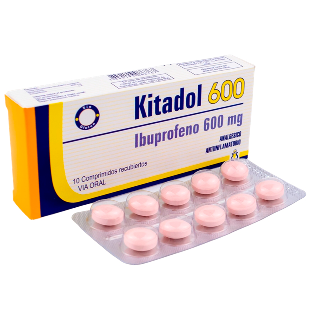 Kitadol 600 Ibuprofeno 600mg Caja de 10 comprimidos recubiertos