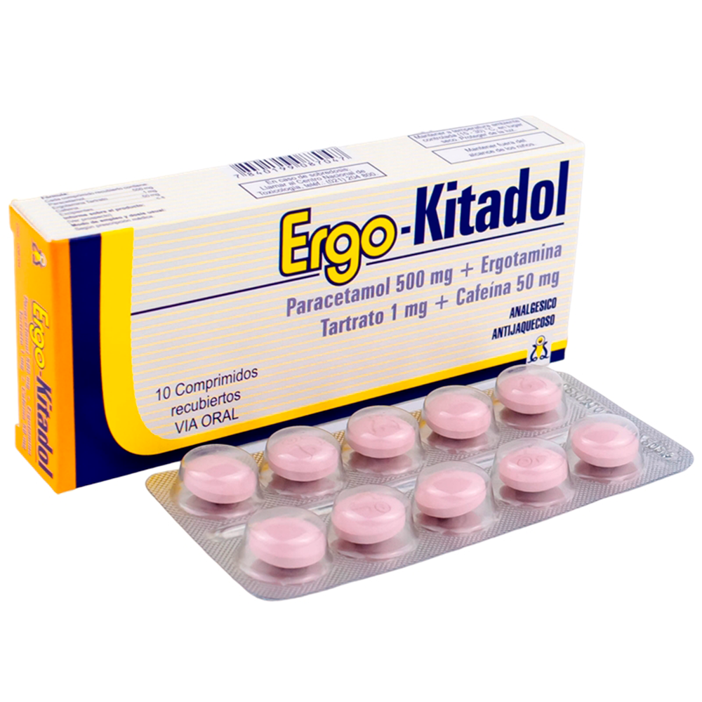 Paracetamol 500 Mg Ergo Kitadol Caja De 10 Comprimidos Recubiertos