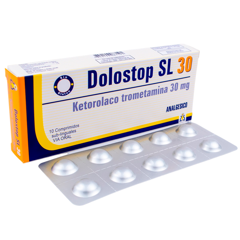 Ketorolaco Trometamina 30 Mg Dolostop SL 30 Caja De 10 Comprimidos Sublinguales