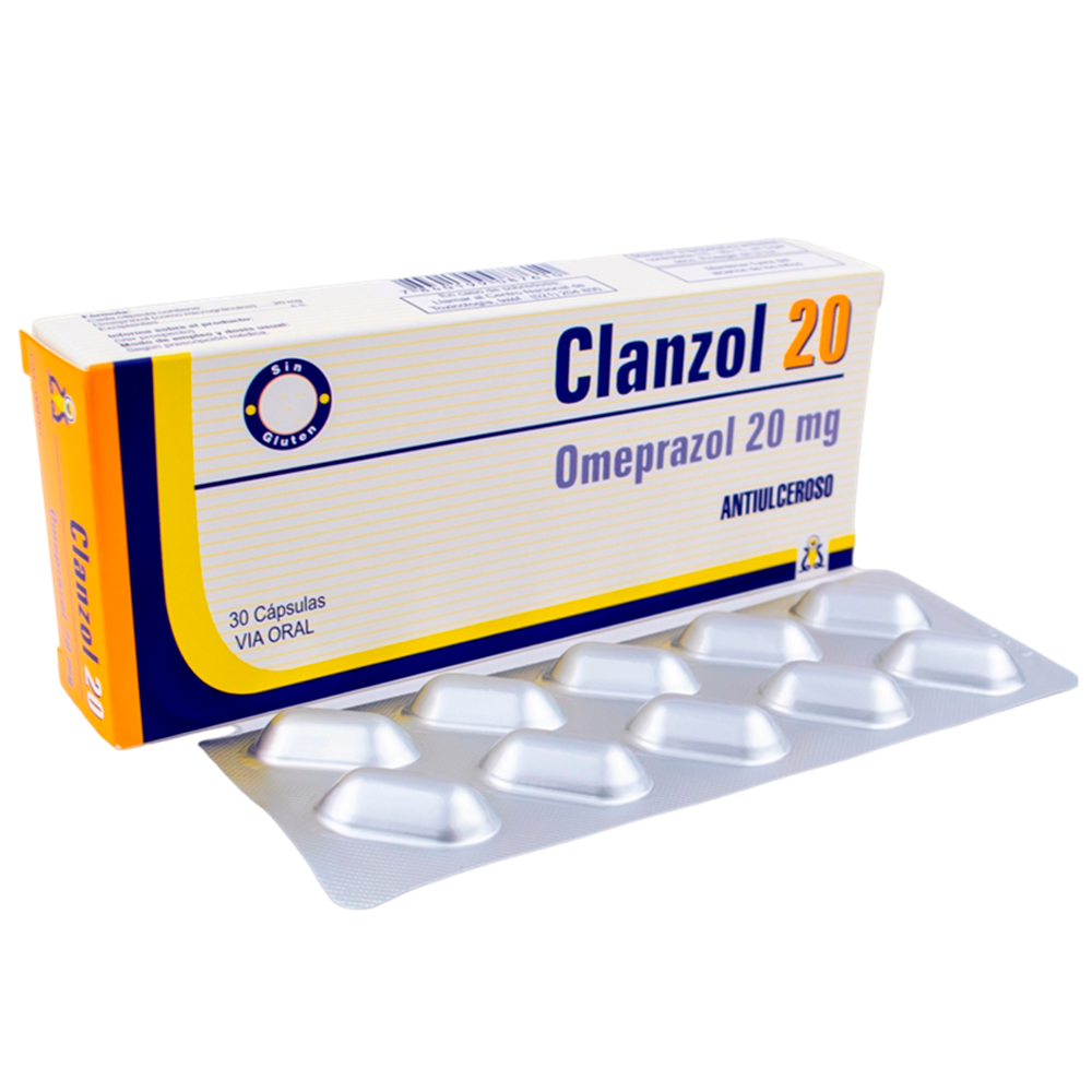 Clanzol Omeprazol 20 Mg Caja De 3 Blíster x 30 Cápsulas