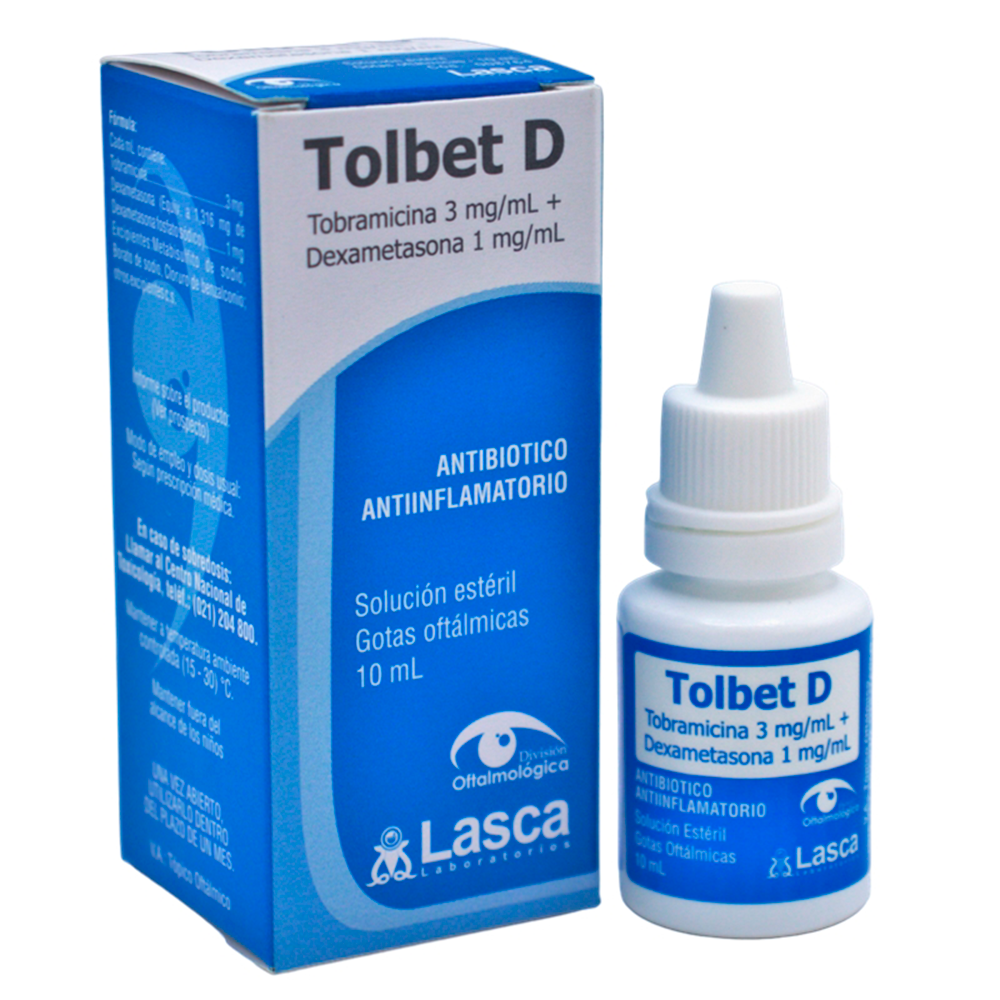 Tolbet D Tobramicina 3mh/ml Gotas Oftálmicas 10 ml