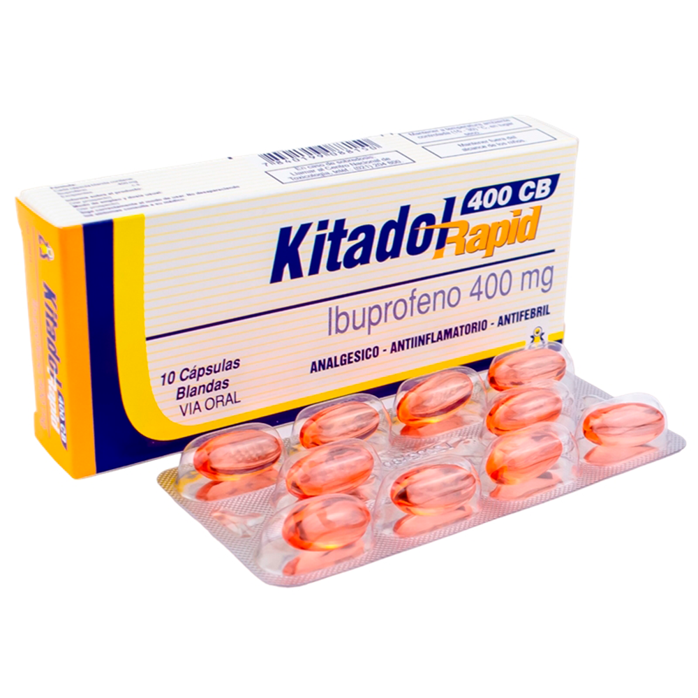 Ibuprofeno 400 Mg Kitadol Rapid Caja De 10 Cápsulas Blandas