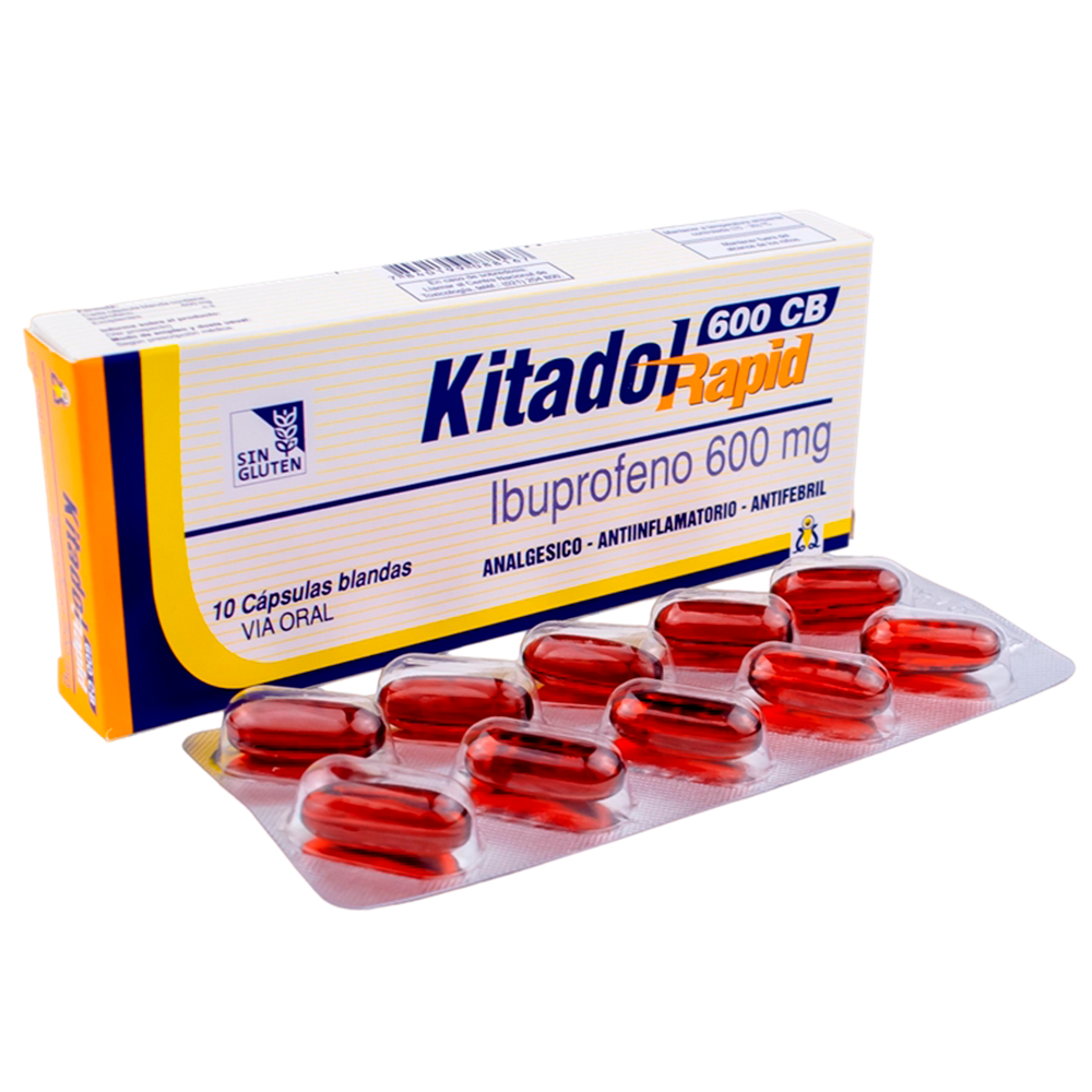 Ibuprofeno 600 mg Kitadol 600 CB Rapid Caja De 1 BlÍster x 10 Comprimidos