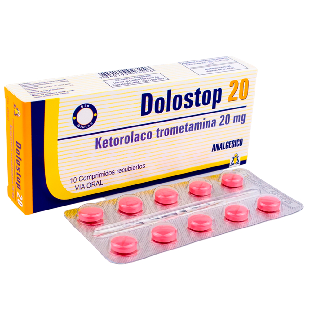 Dolostop 20 Ketarolaco Trometamina 20Mg Caja De 10 Comprimidos Recubiertos
