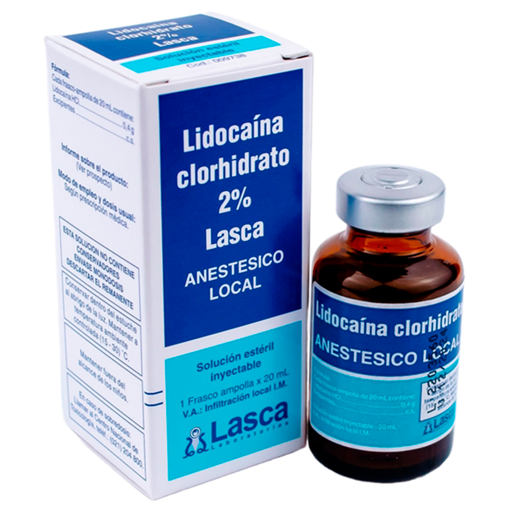 Lidocaína clorhidrato 2% Solución Estéril Inyectable De 1 Frasco Ampolla x 20 ML