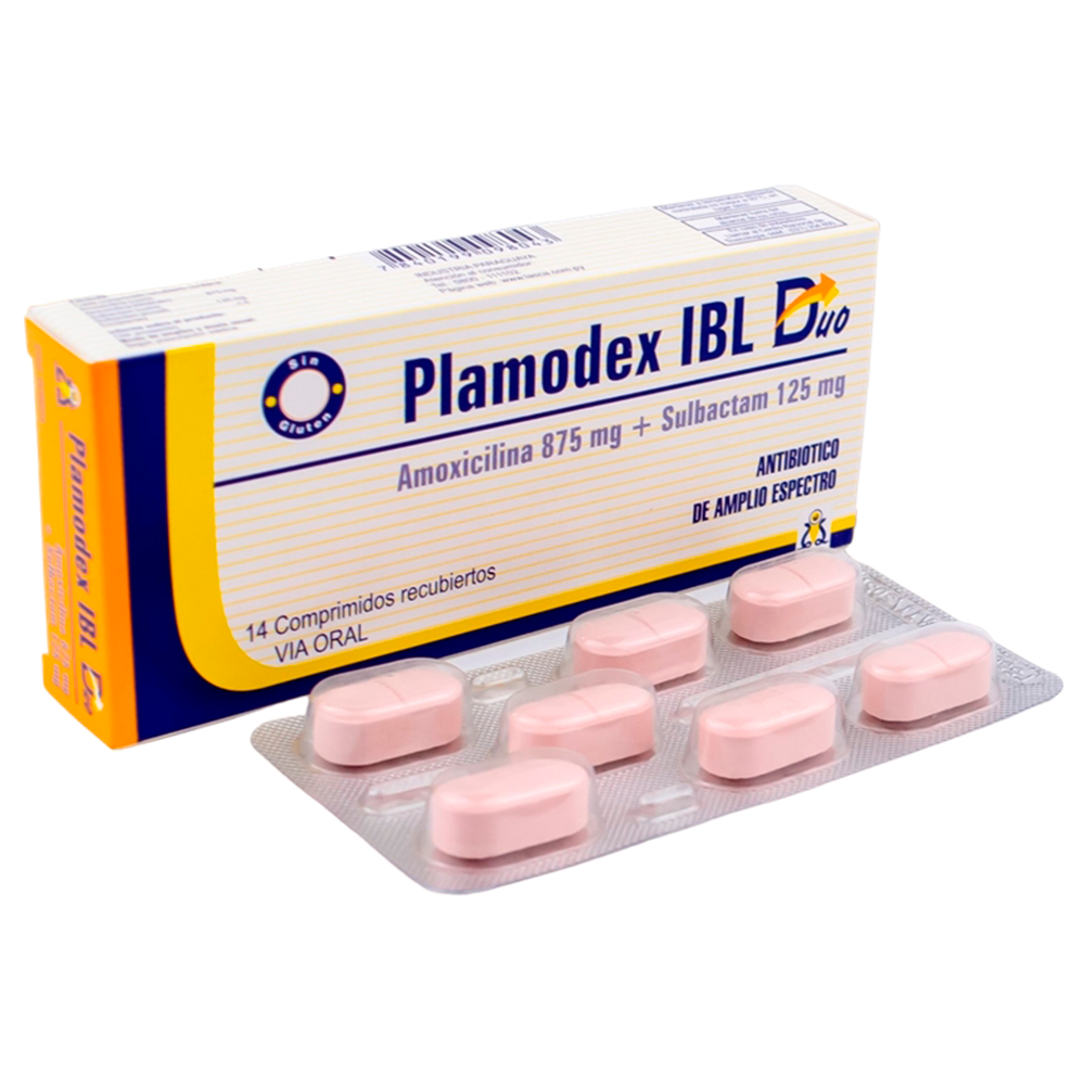 Plamodex IBL Duo Amoxicilina 875 Mg Caja De 14 Comprimidos Recubiertos