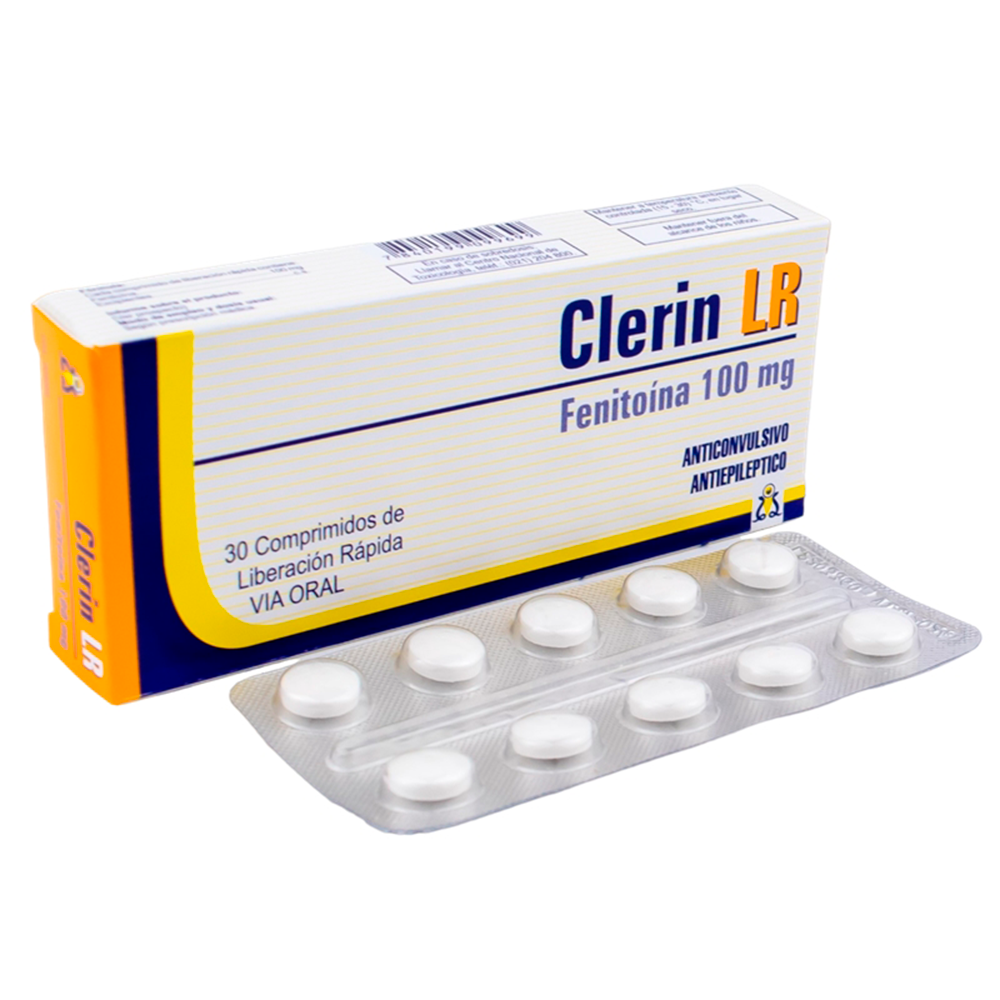 Clerin LR Fenitoína 100 mg Caja de 30 Comprimidos