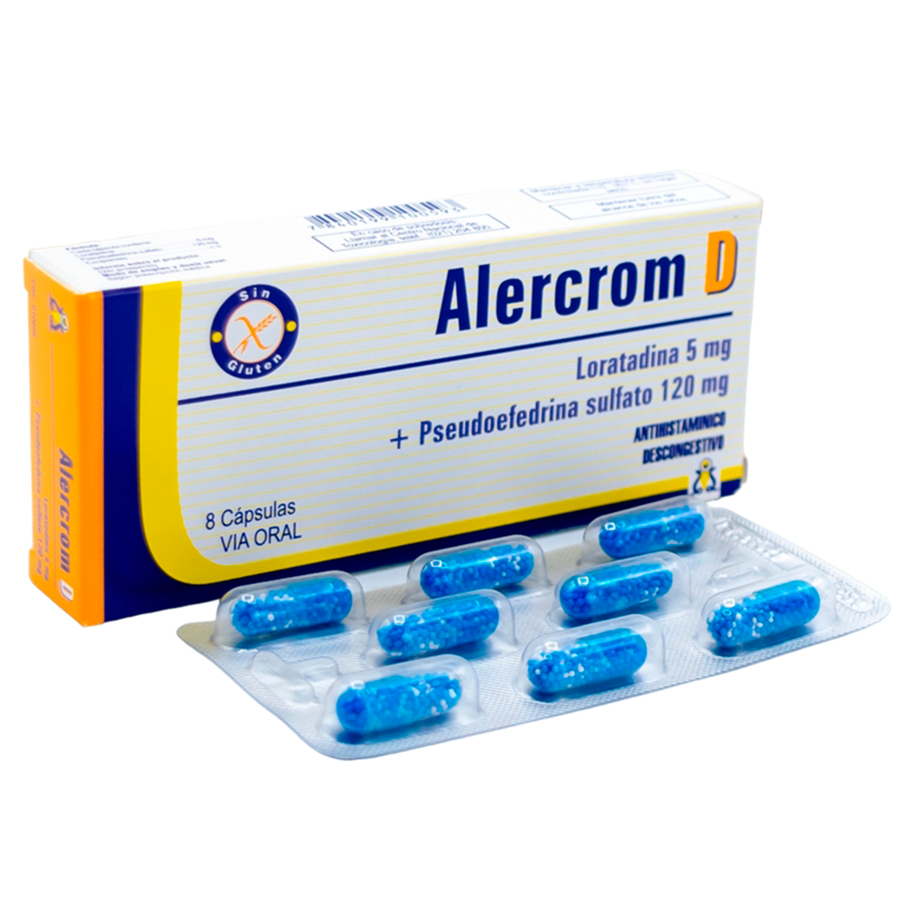 Alercrom D Loratadina 5 mg Caja de 8 Cápsulas