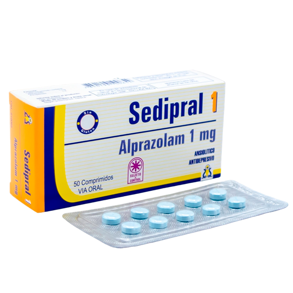 Sedipral1 Alprazolam 1 mg Caja de 50 Comprimidos Ranurados