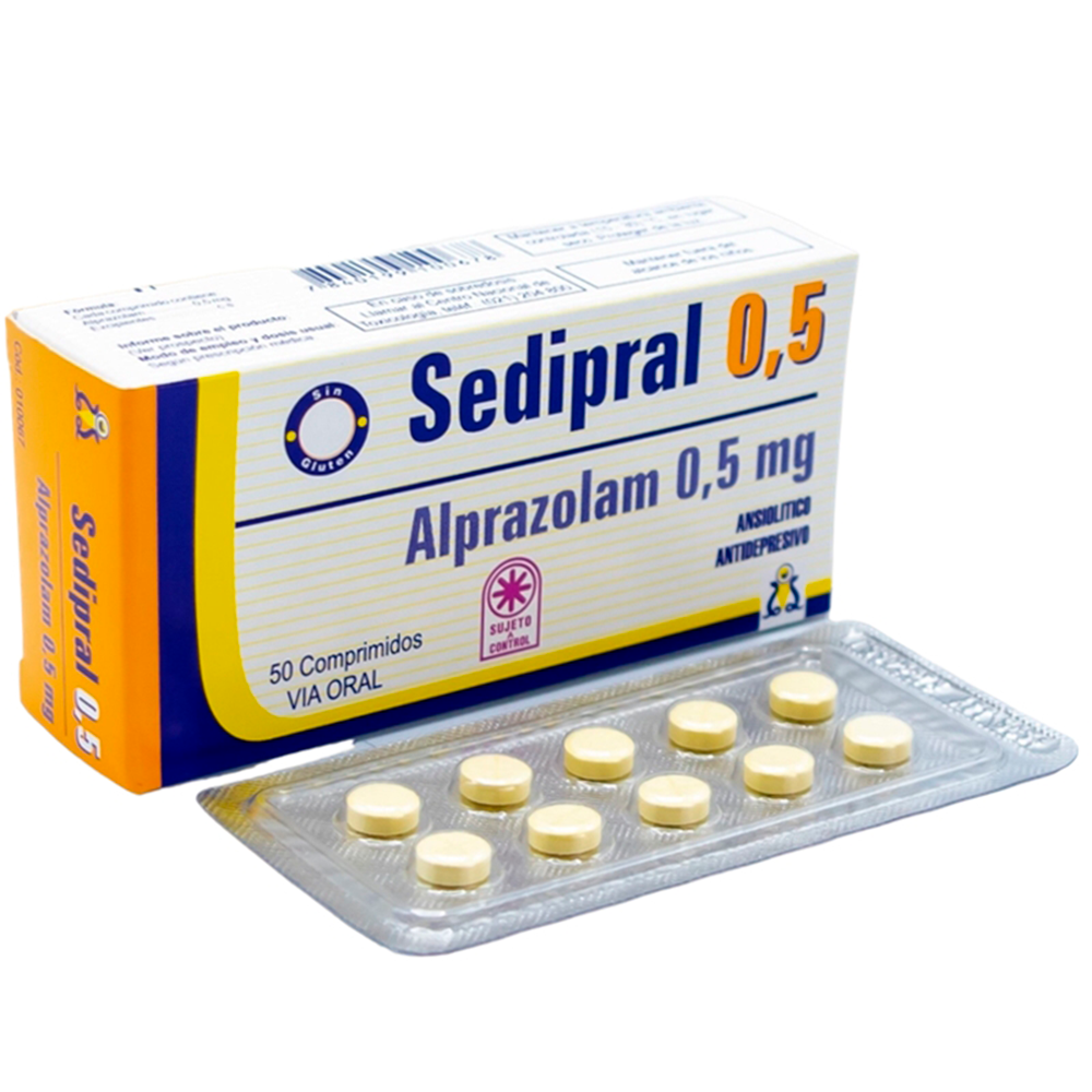 Sedipral Alprazolam 0,5 mg - Caja de 50 Comprimidos Ranurados