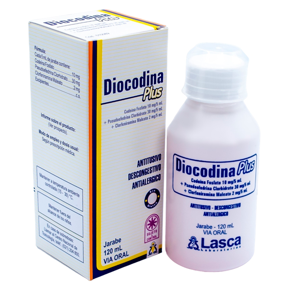 Diocodina Plus Codeina Fosfato 10 mg Jarabe de 120 ml