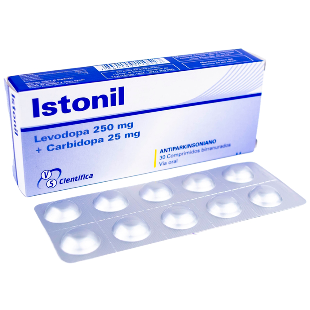 Istonil Levodopa 250 MG Carbidopa 25 MG Caja De 30 Comprimidos Birranurados