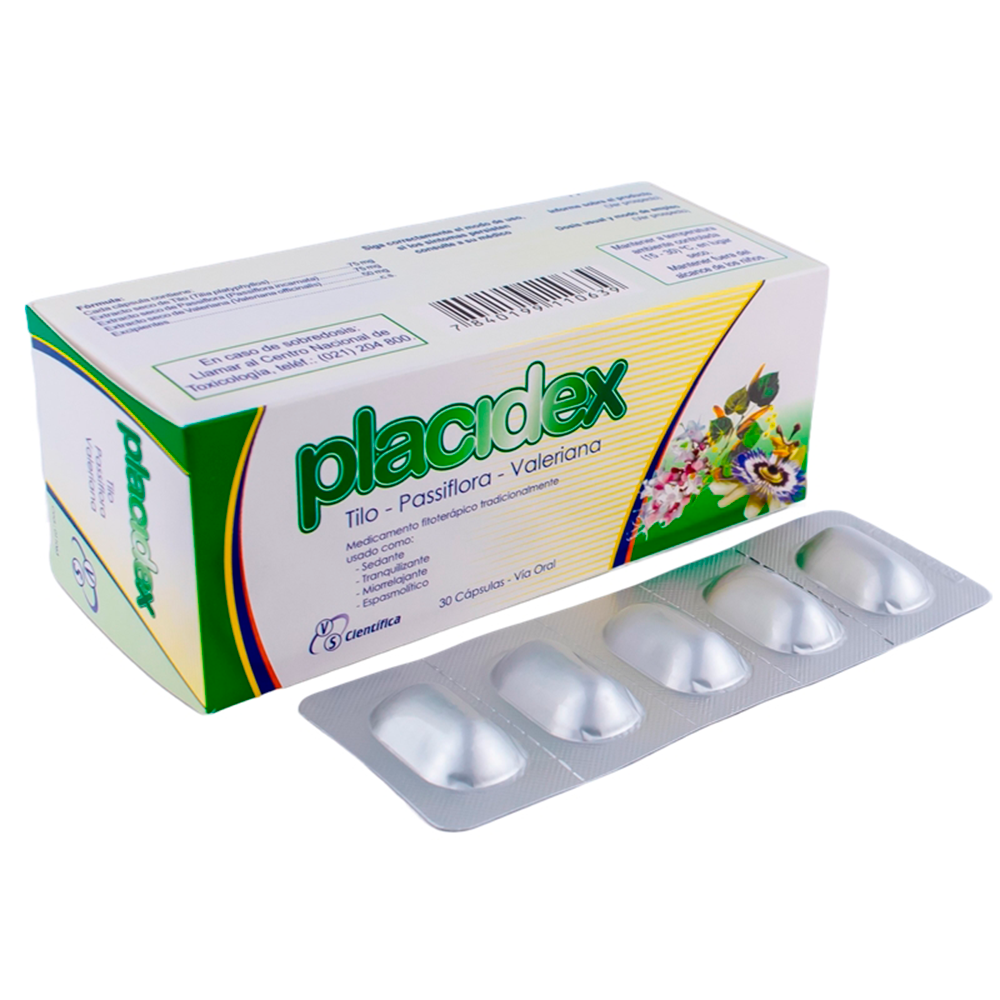 Placidex Tilo Passiflora Valeriana Caja de 30 cápsulas