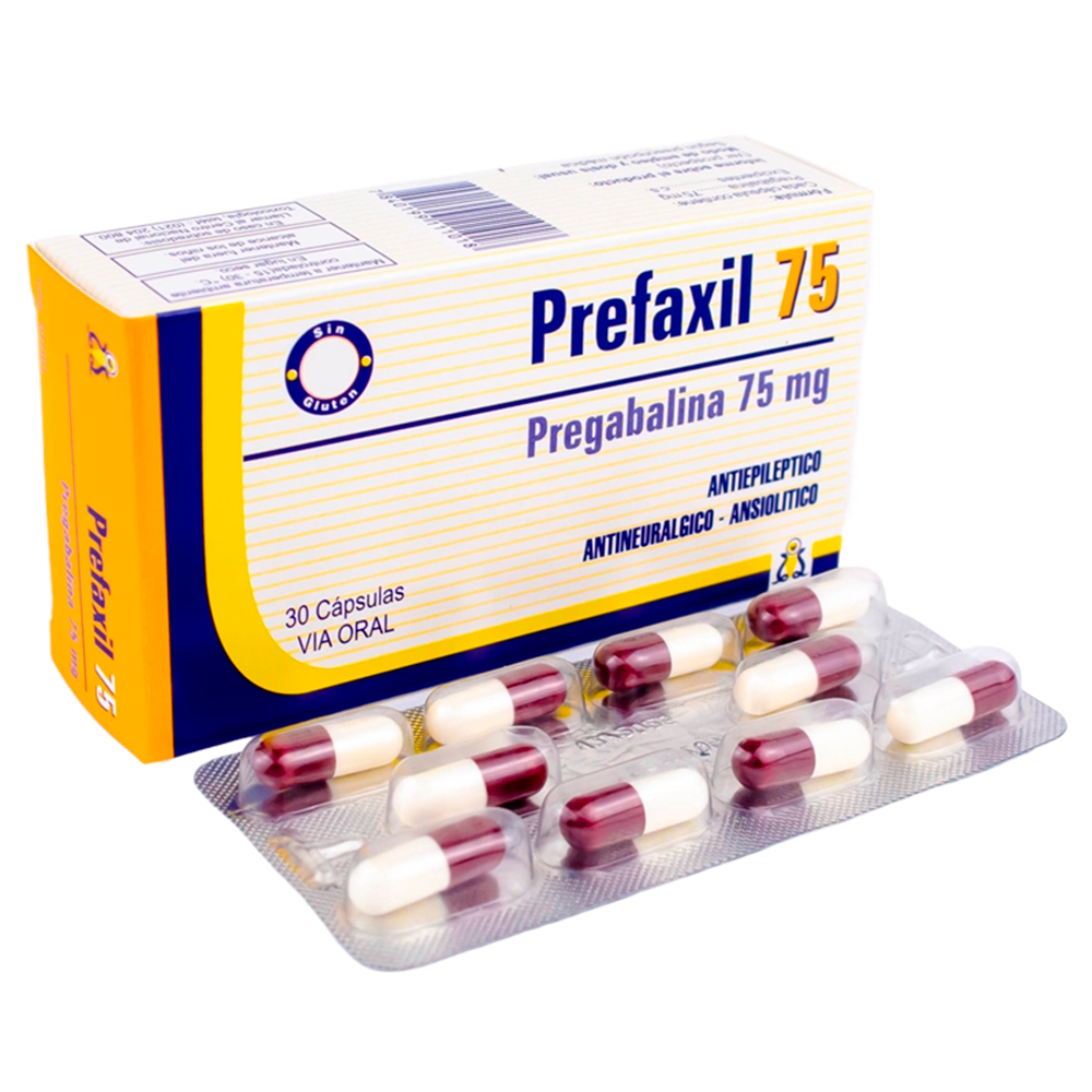 Prefaxil Pregabalina 75 MG Caja de 30 cápsulas