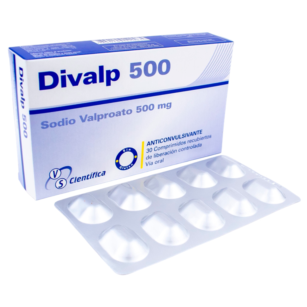 Divalp 500 Sodio Valproato 500 mg Caja de 30 comprimidos recubiertos de liberación controlada