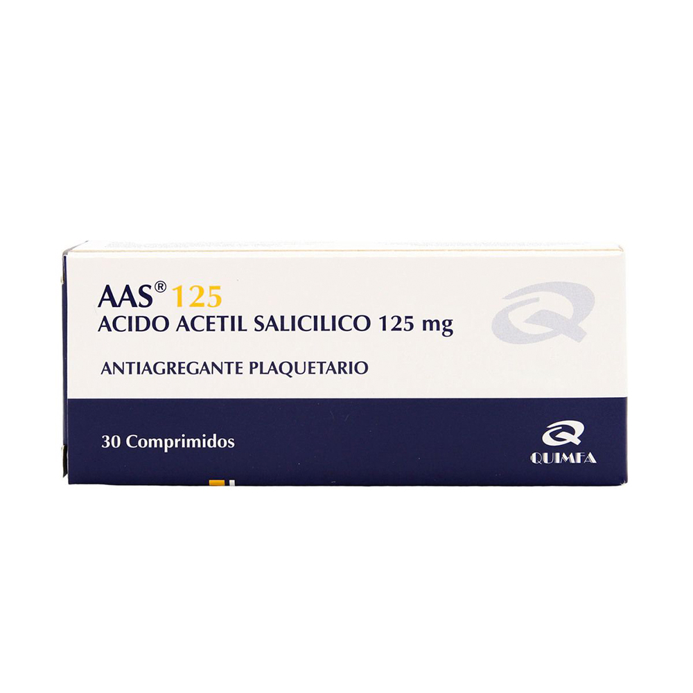 AAS 125 Acido Acetil Salicilico 125mg Caja De 30 Comprimidos