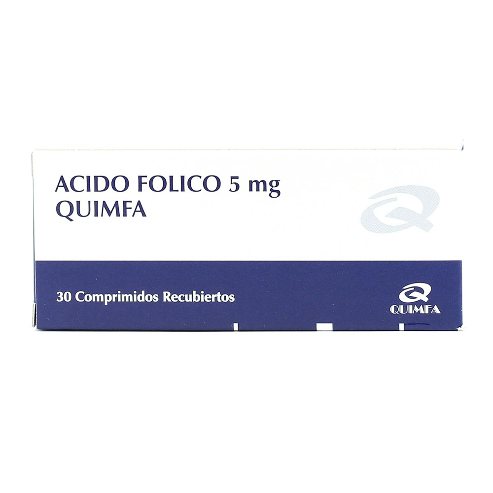 Ácido Fólico 5 mg Caja de 30 Comprimidos Recubiertos