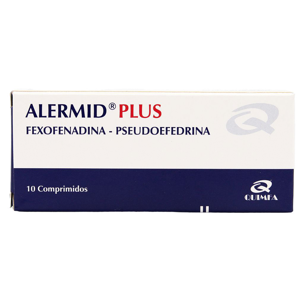 Alermid Plus Fexofenadina Pseudoefedrina Caja De 10 Comprimidos