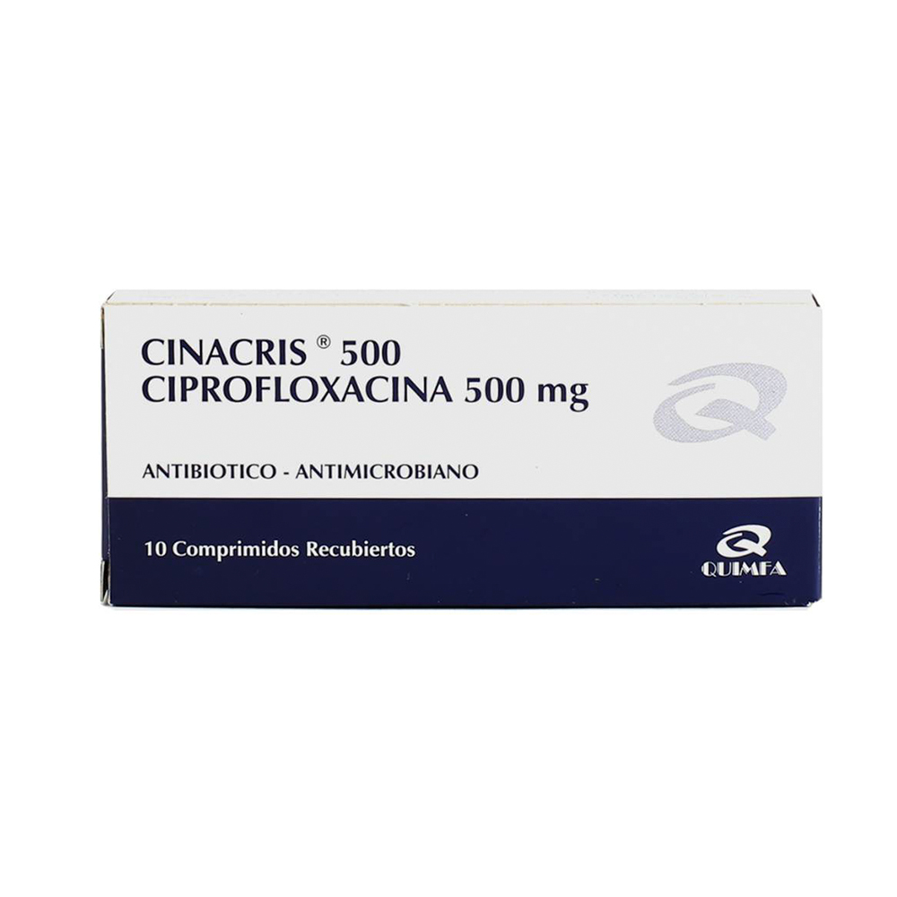 Cinacris 500 Ciprofloxacina 500 mg Caja de 10 Comprimidos