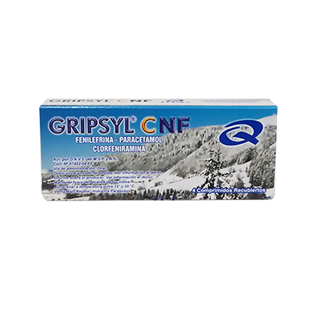 Gripsyl C Nf Fenilefrina Paracetamol Clorfeniramina Caja x 4 Comprimidos