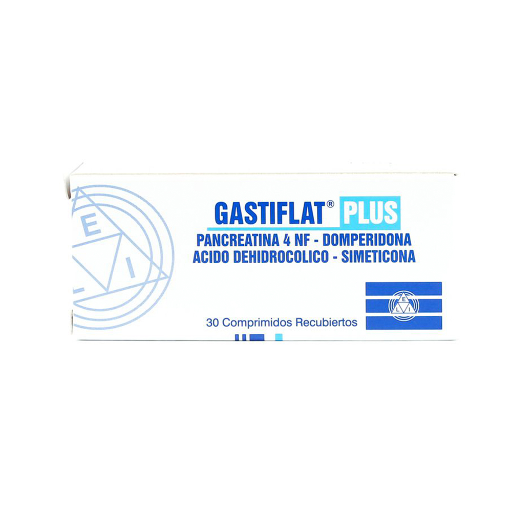 Gastiflat Plus Pancreatina 4 NF Domperidona Caja De 30 Comprimidos Recubiertos