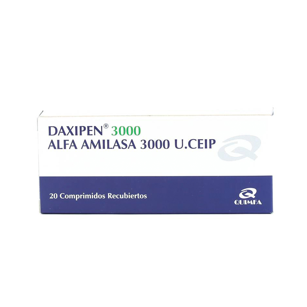 Daxipen 3000 Alfa Amilasa 3000 U.CEIP Caja de 20 Comprimidos Recubiertos