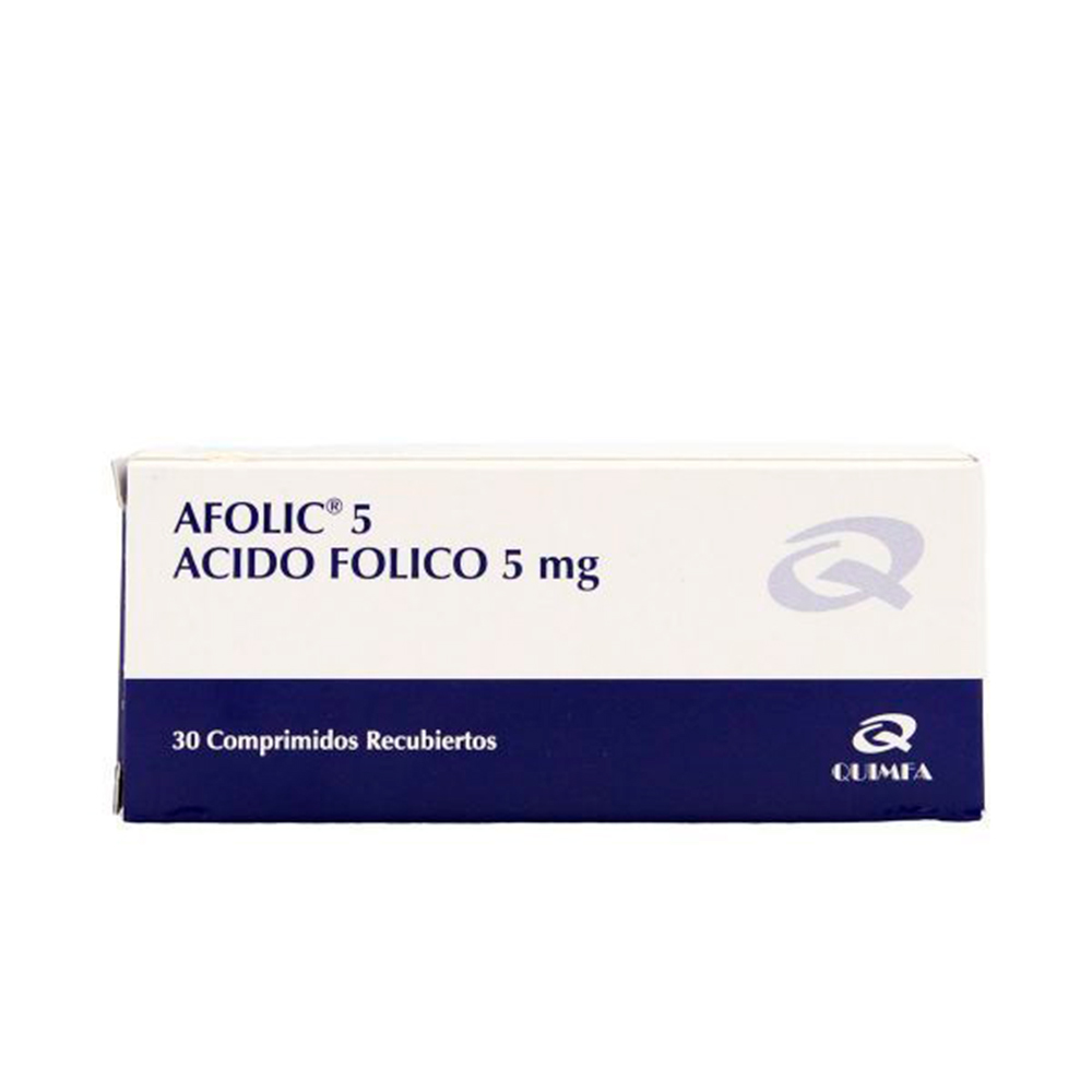 Afolic Ácido Fólico 5 mg Caja de 30 Comprimidos