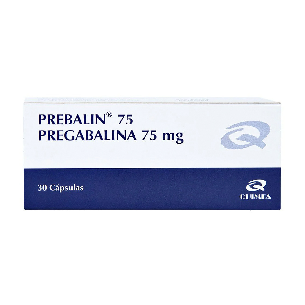 Prebalin Pregabalina 75 mg Caja de 30 cápsulas