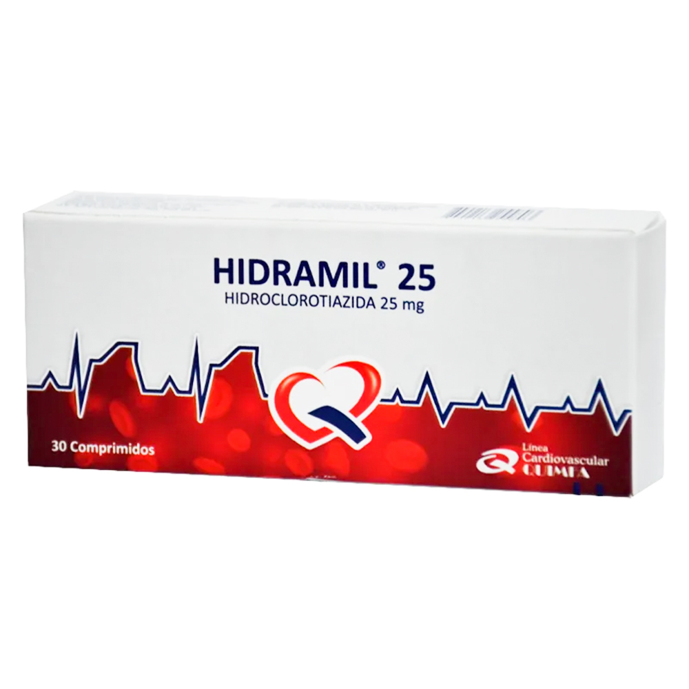 Hidramil 25 Hidroclorotiazida Caja de 30 Comprimidos.